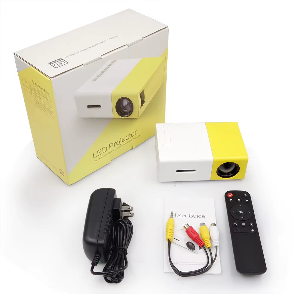 YG300 Outdoor Portable Projector Home Mini Wireless Phone with Screen Android HD Projector Home Bedroom Wallor Mobile Projection
