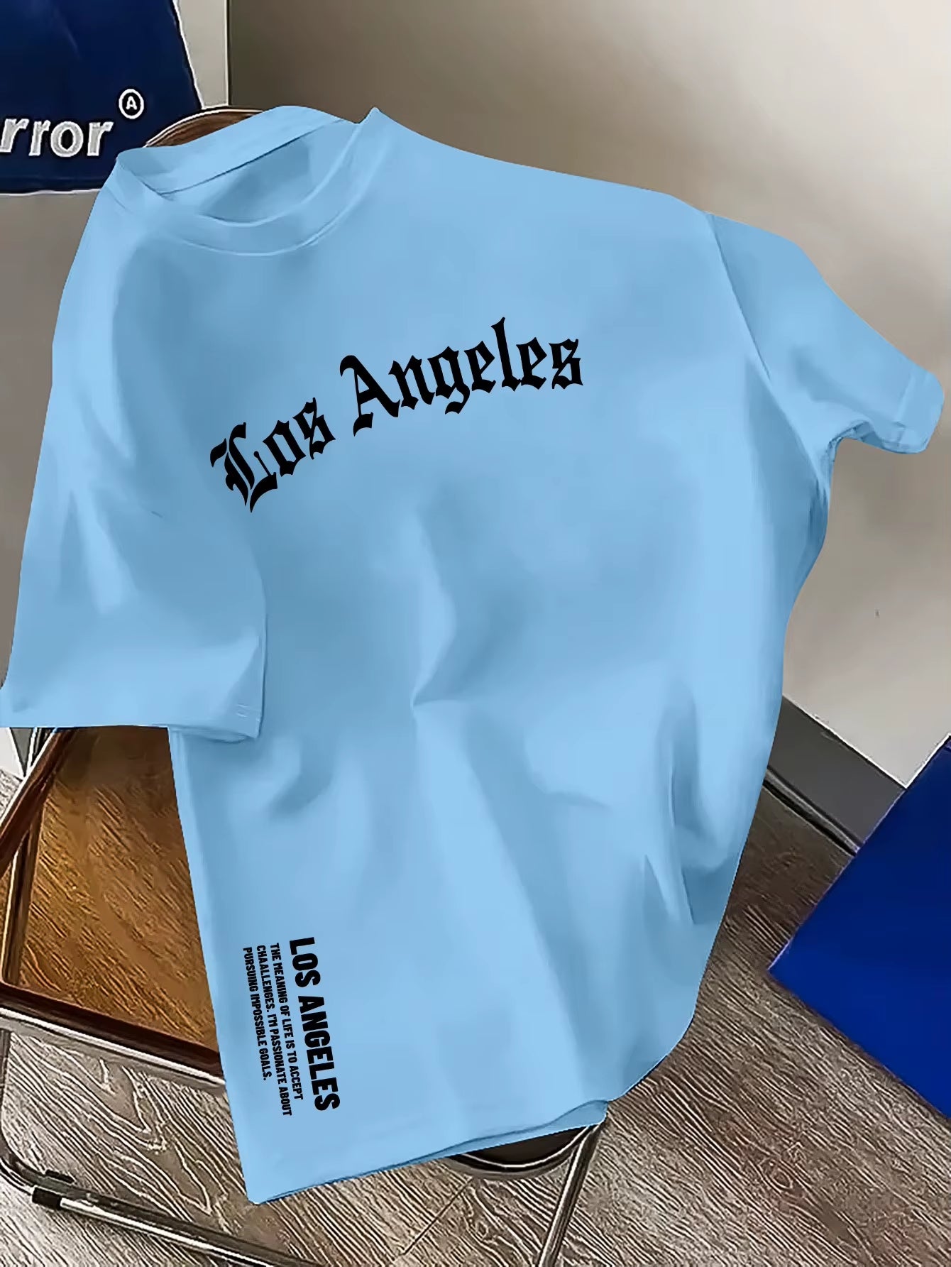 Men'S Summer 100% Cotton Fashion Los Angeles Letter Printed Loose Large Casual Comfortable round Neck Short Sleeve T-Shirt Top