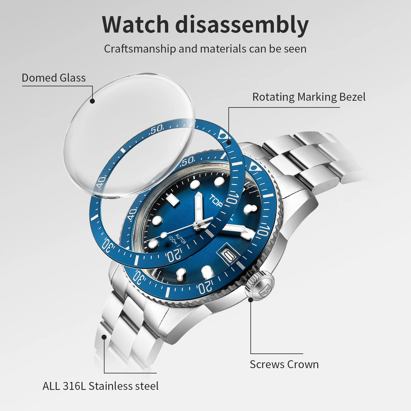 Watches Business Automatic Movement NH35 Mechanical Watches 10Bar Waterproof