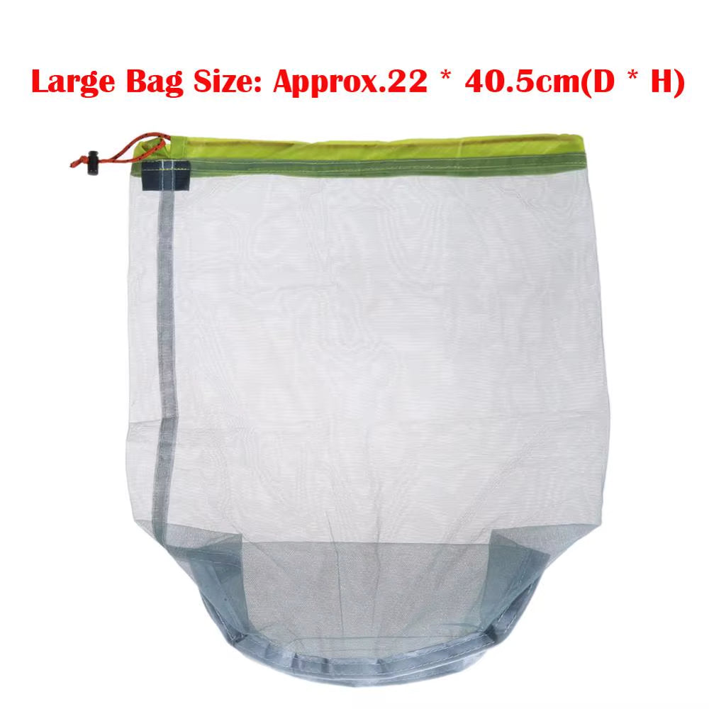 Camping Sports Mesh Storage Bag Ultralight Travel Stuff Sack Drawstring Storage Bag Traveling Organizer Portable Outdoor Tool