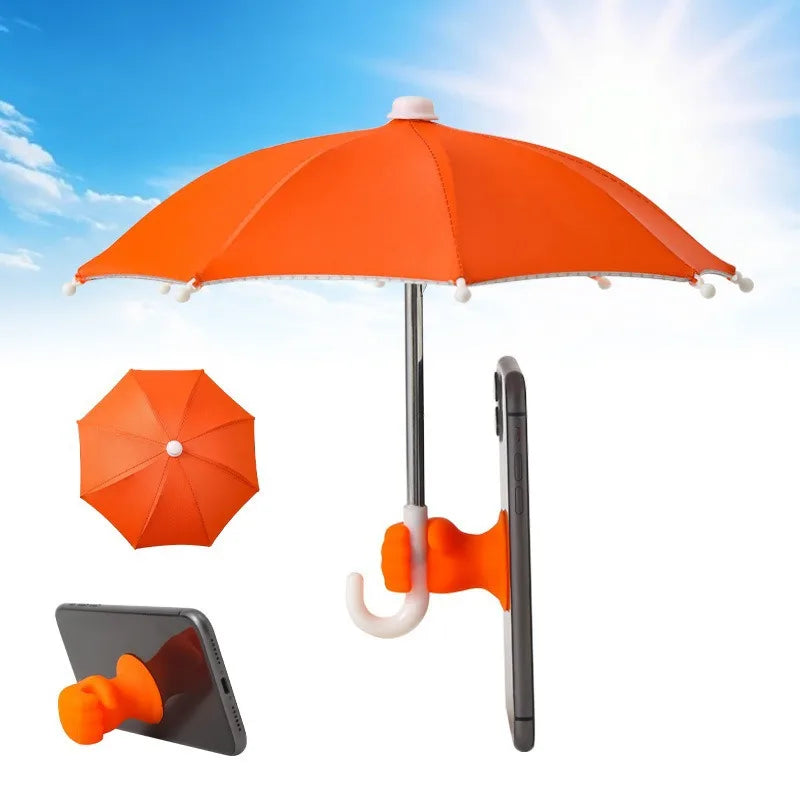 Mini Umbrella for Smart Phone with Suction Cup Holder, Outdoor Anti-Glare Sunshade Cover, Anti-Reflective Screen Protector 2025