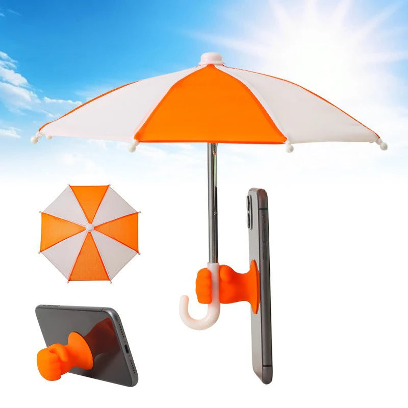 Mini Umbrella for Smart Phone with Suction Cup Holder, Outdoor Anti-Glare Sunshade Cover, Anti-Reflective Screen Protector 2025