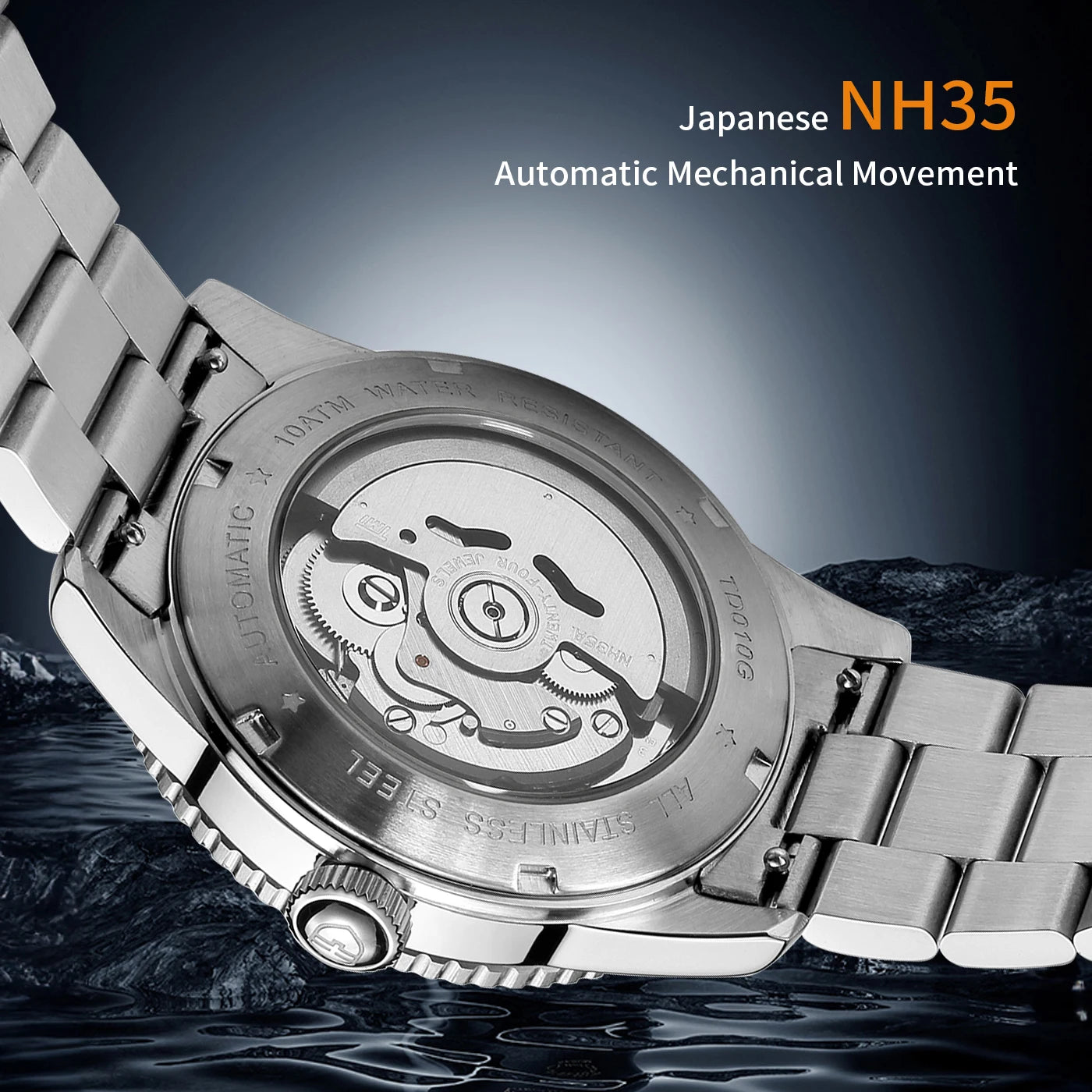 Watches Business Automatic Movement NH35 Mechanical Watches 10Bar Waterproof