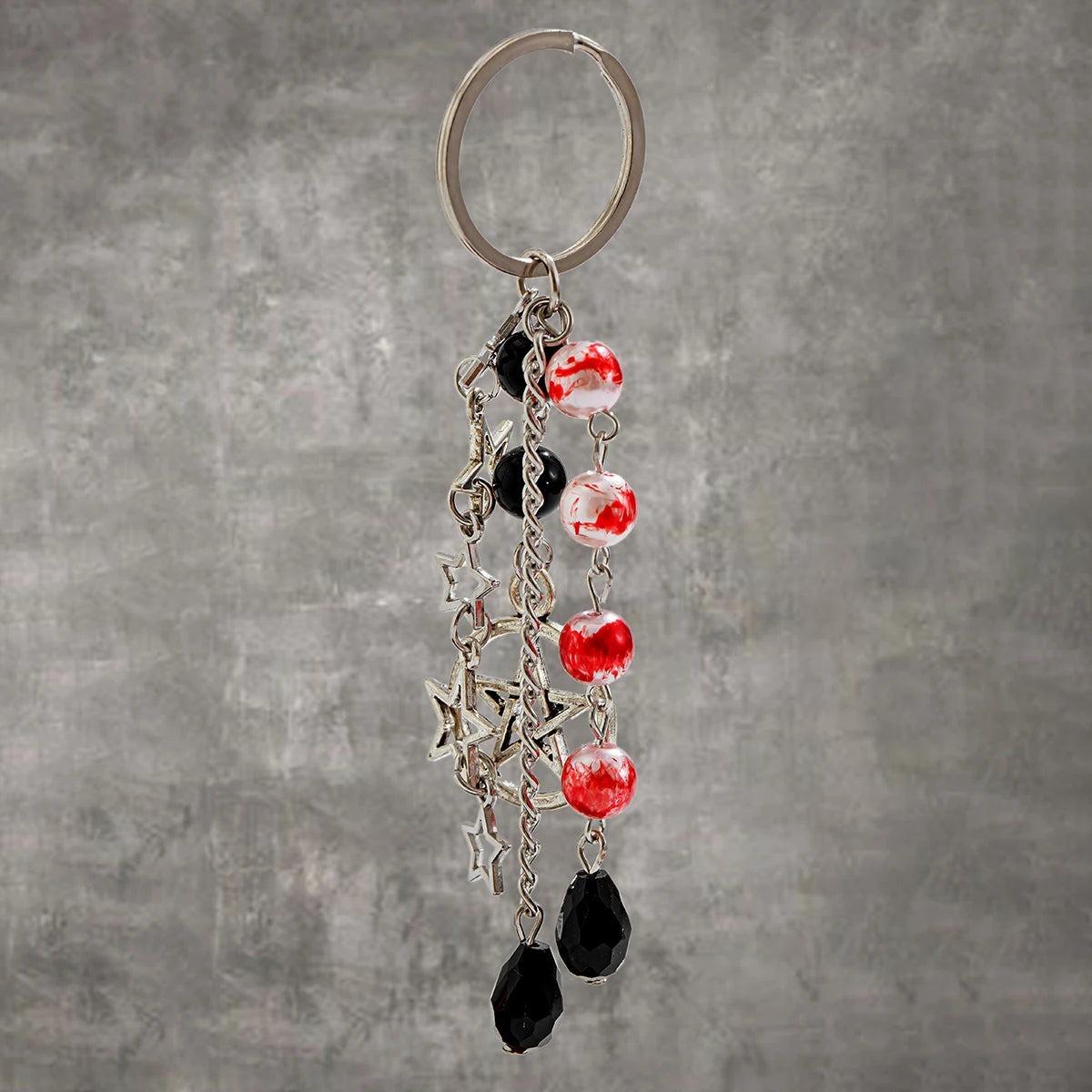 Gothic Cross Love Heart Skull Key Pendant Keychain for Women Trend Black Bowknot Key Ring Female Halloween Y2K Jewelry