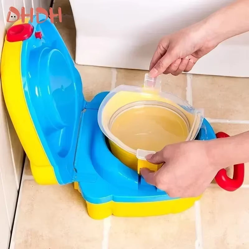 Foldable Travel Potty Seat for Kids Portable Potty Training Toilet Cartoon Pattern Covers for Camping Car Outdoor Use