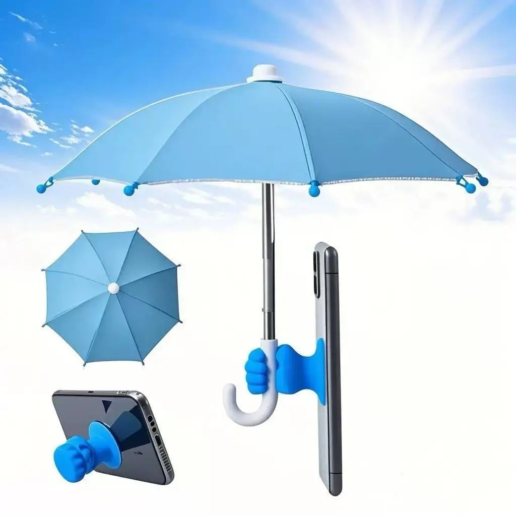 Mini Umbrella for Smart Phone with Suction Cup Holder, Outdoor Anti-Glare Sunshade Cover, Anti-Reflective Screen Protector 2025