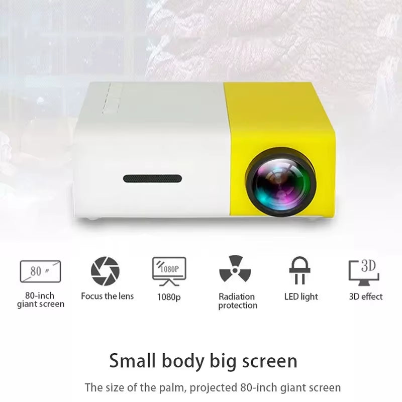 YG300 Outdoor Portable Projector Home Mini Wireless Phone with Screen Android HD Projector Home Bedroom Wallor Mobile Projection