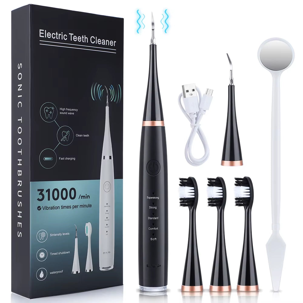 6 in 1 Ultrasonic Dental Cleaner Scaler Dental Tartar Remover Electric Toothbrush Sonic Teeth Plaque Cleaner Tooth Cleaner