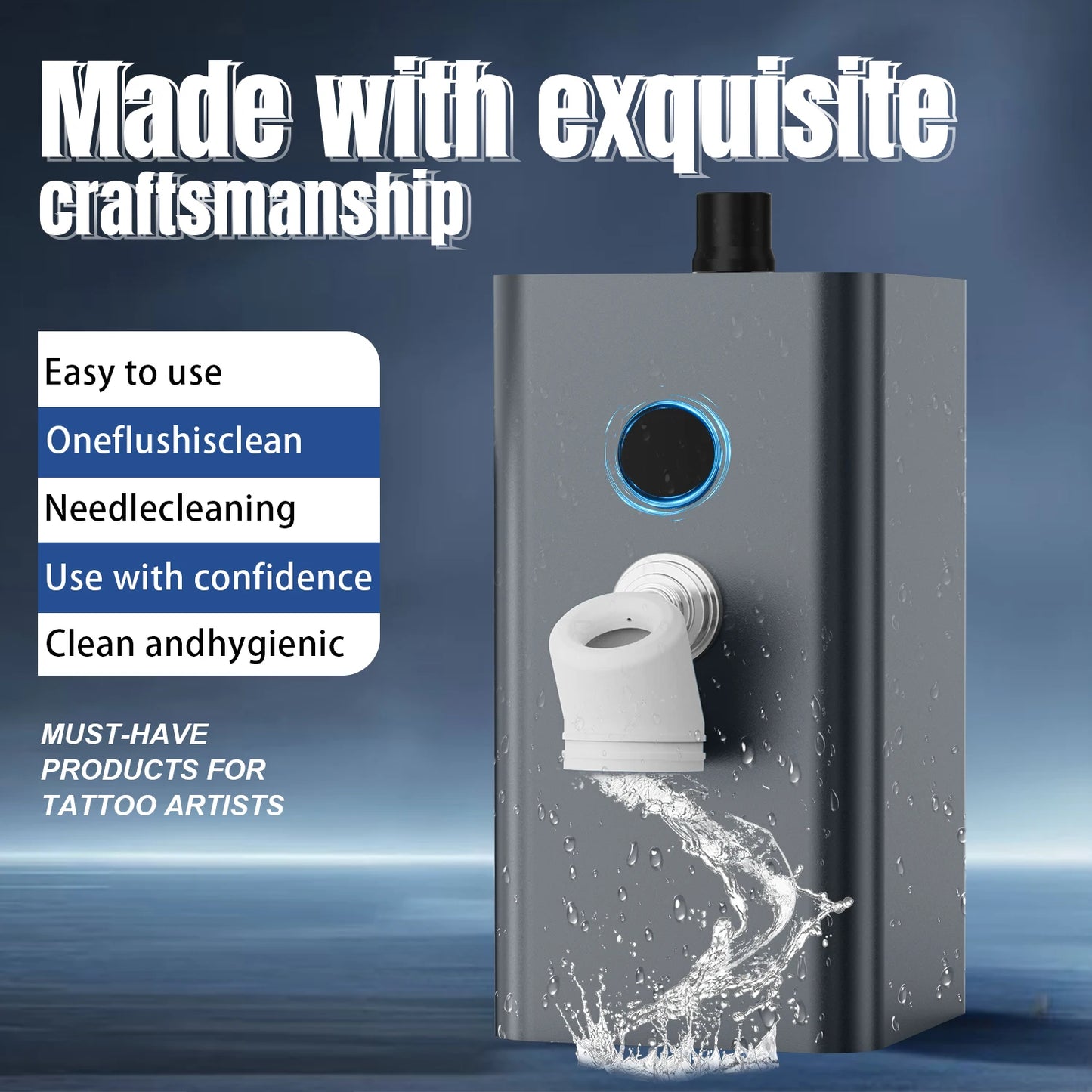 Tattoo Needle Washer Automatic Ink Flush with Strong Suction Automatic Induction Tattoo Washer Needle Tool Tattoo Supplies