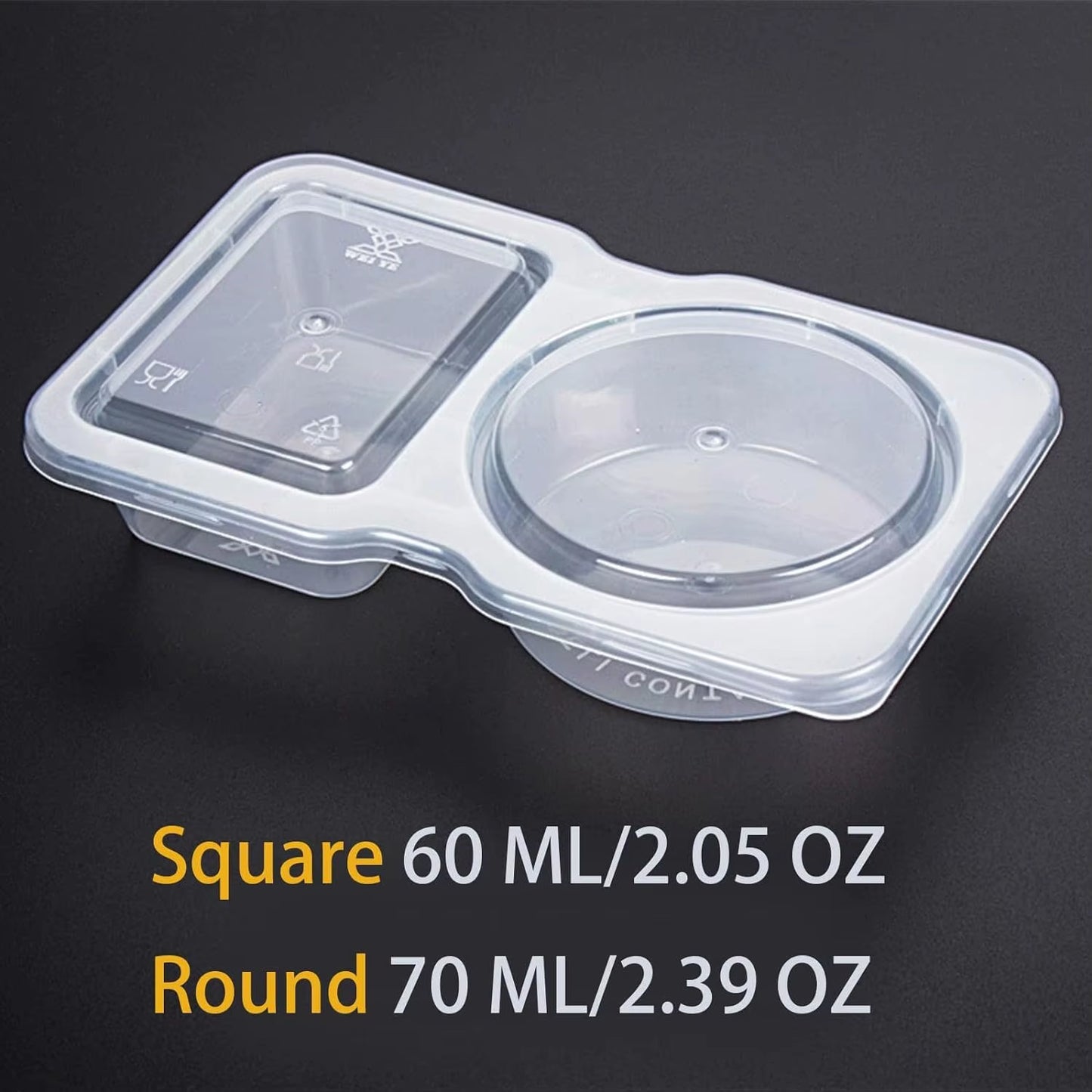 10/20Pcs Double Compartment Condiment Container with Lid Snack Containers for To-Go Sauce, Sampling, Travel Snack