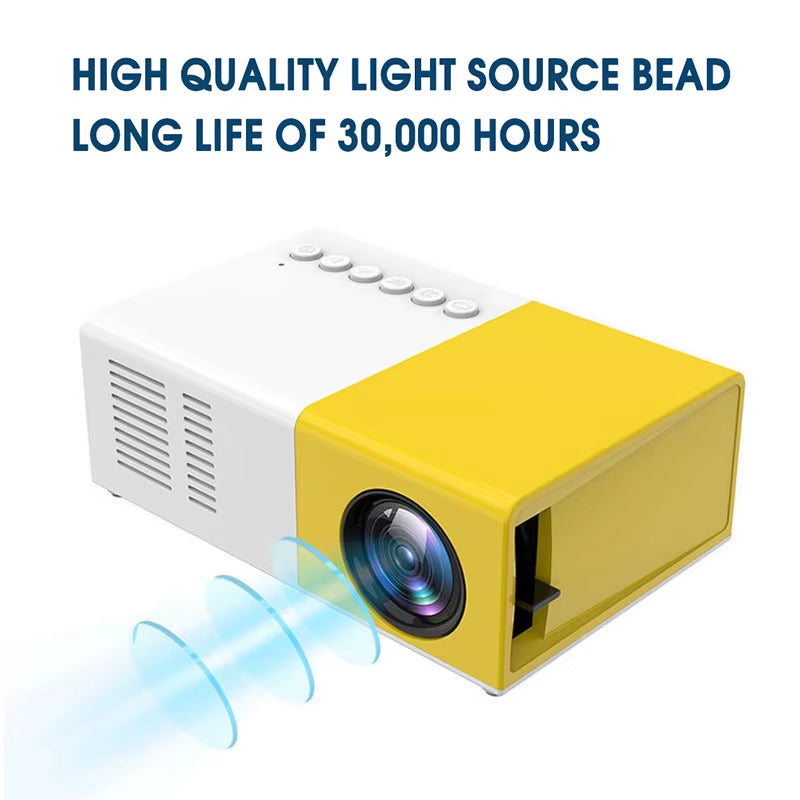 YG300 Outdoor Portable Projector Home Mini Wireless Phone with Screen Android HD Projector Home Bedroom Wallor Mobile Projection