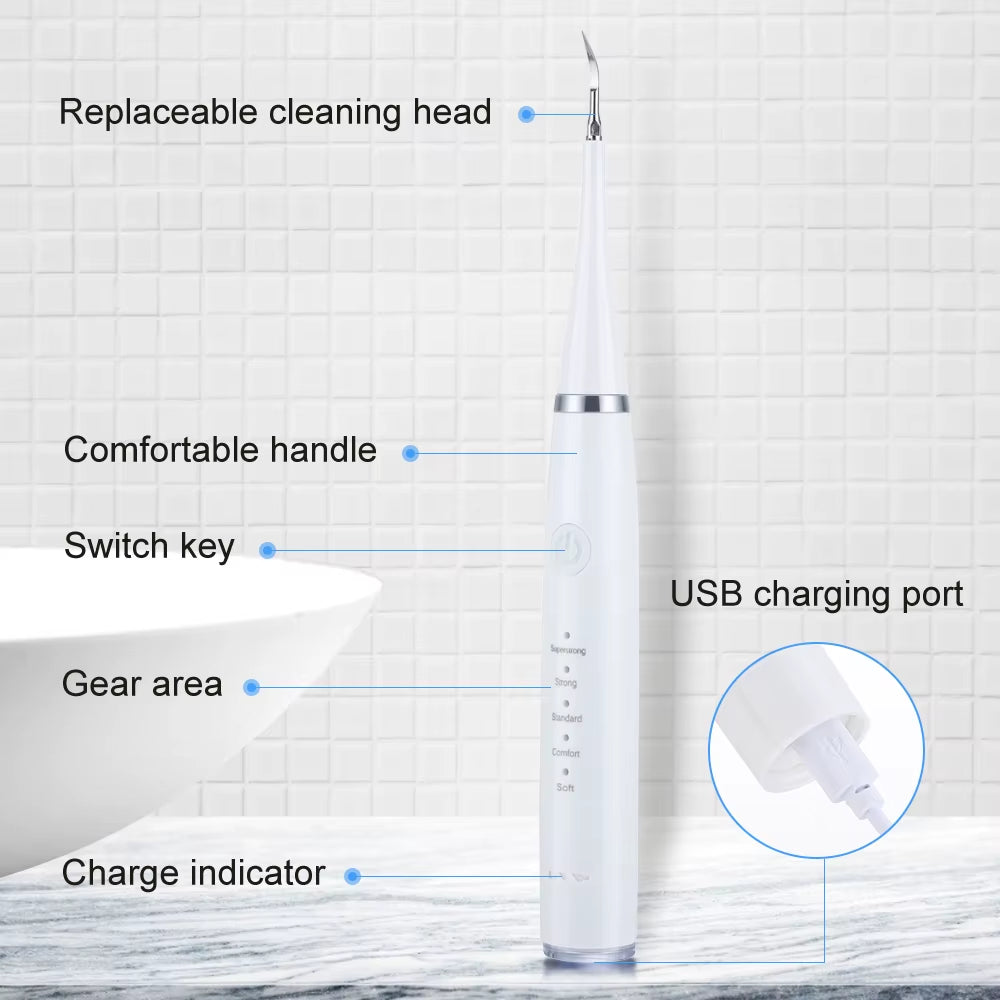 6 in 1 Ultrasonic Dental Cleaner Scaler Dental Tartar Remover Electric Toothbrush Sonic Teeth Plaque Cleaner Tooth Cleaner