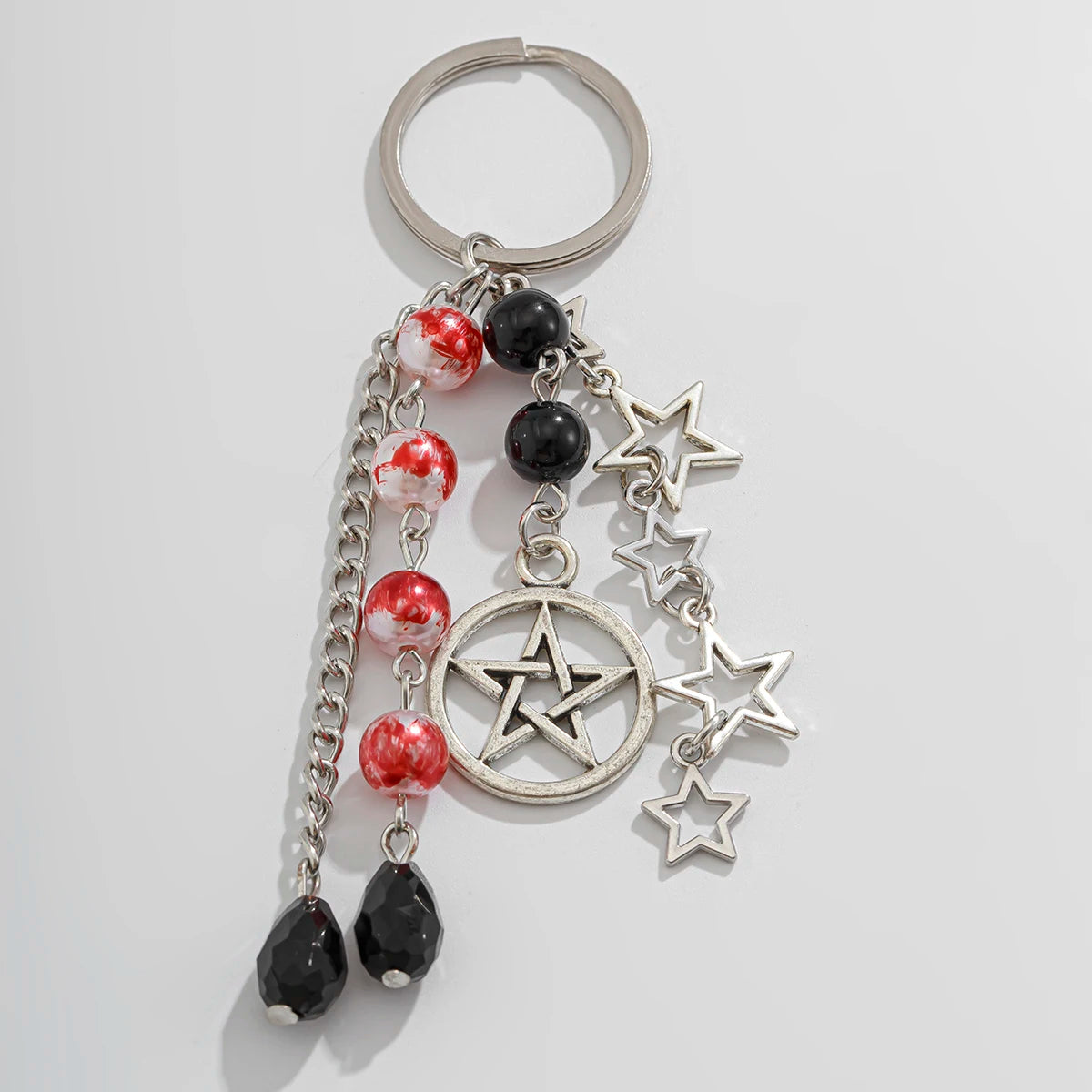 Gothic Cross Love Heart Skull Key Pendant Keychain for Women Trend Black Bowknot Key Ring Female Halloween Y2K Jewelry