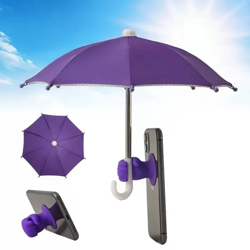 Mini Umbrella for Smart Phone with Suction Cup Holder, Outdoor Anti-Glare Sunshade Cover, Anti-Reflective Screen Protector 2025