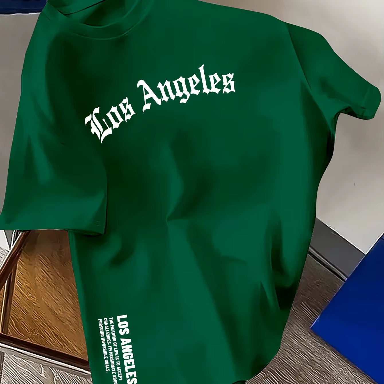 Men'S Summer 100% Cotton Fashion Los Angeles Letter Printed Loose Large Casual Comfortable round Neck Short Sleeve T-Shirt Top