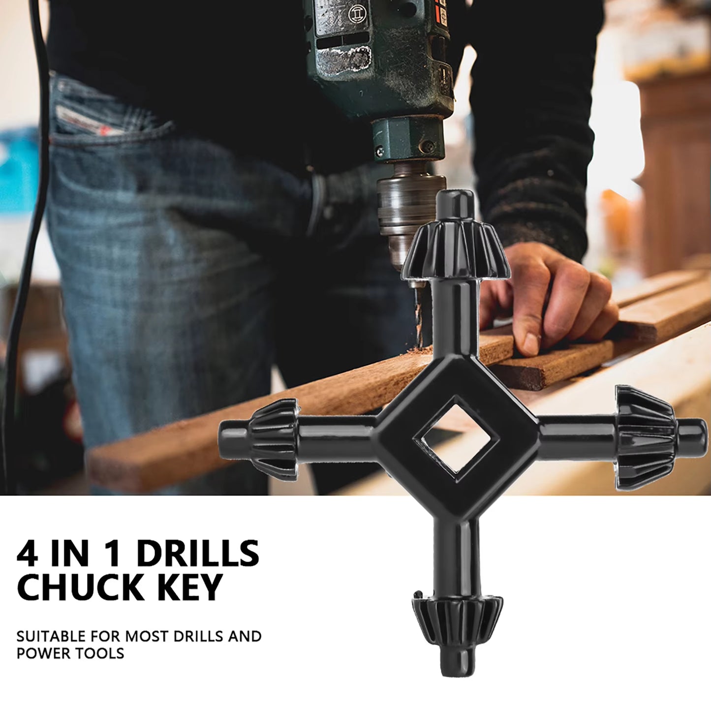 4 in 1 Multifunctional Steel Drills Chuck Key Fit Handheld Drilling Tool 4 in 1 Chuck Key Fit Handheld 4 in 1 Drills Chuck Key