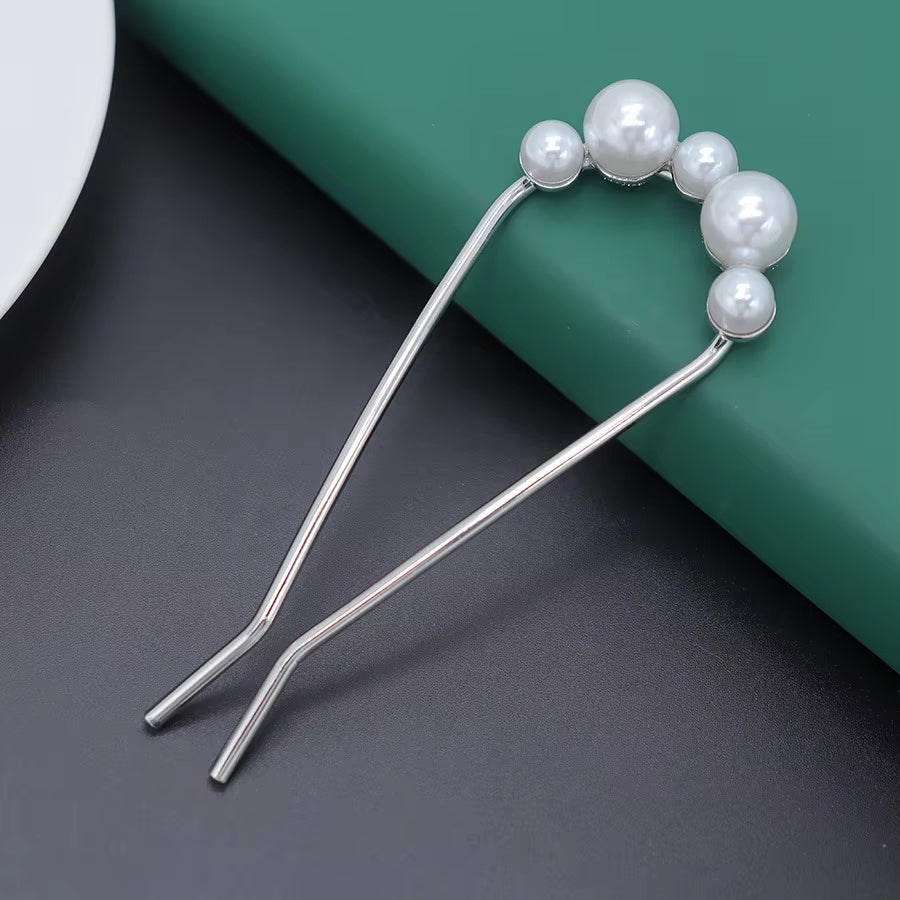 New Pearl Hairpins Korean U-Shaped Metal Shell Hair Clip Pins Women Girls Hair Sticks Bun Maker Hair Styling Accessories Gifts