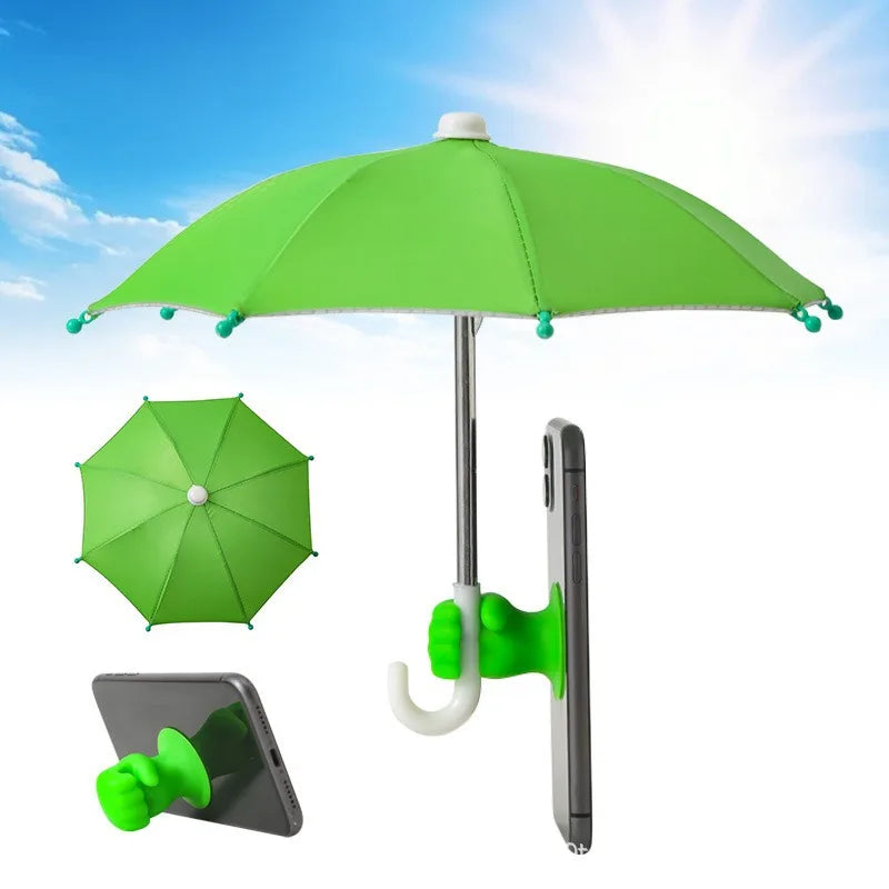 Mini Umbrella for Smart Phone with Suction Cup Holder, Outdoor Anti-Glare Sunshade Cover, Anti-Reflective Screen Protector 2025