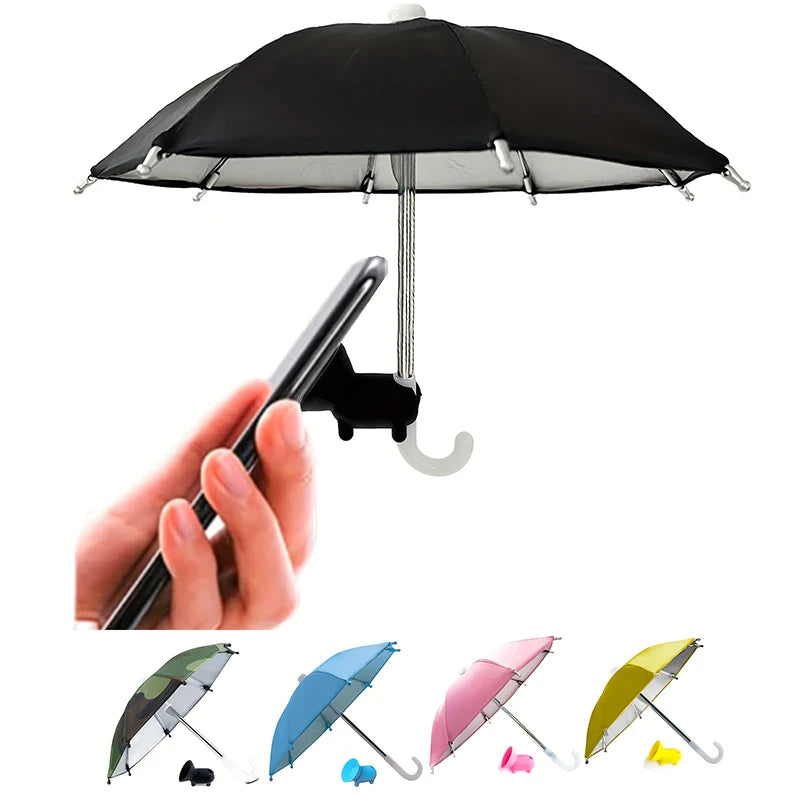 Mini Umbrella for Smart Phone with Suction Cup Holder, Outdoor Anti-Glare Sunshade Cover, Anti-Reflective Screen Protector 2025