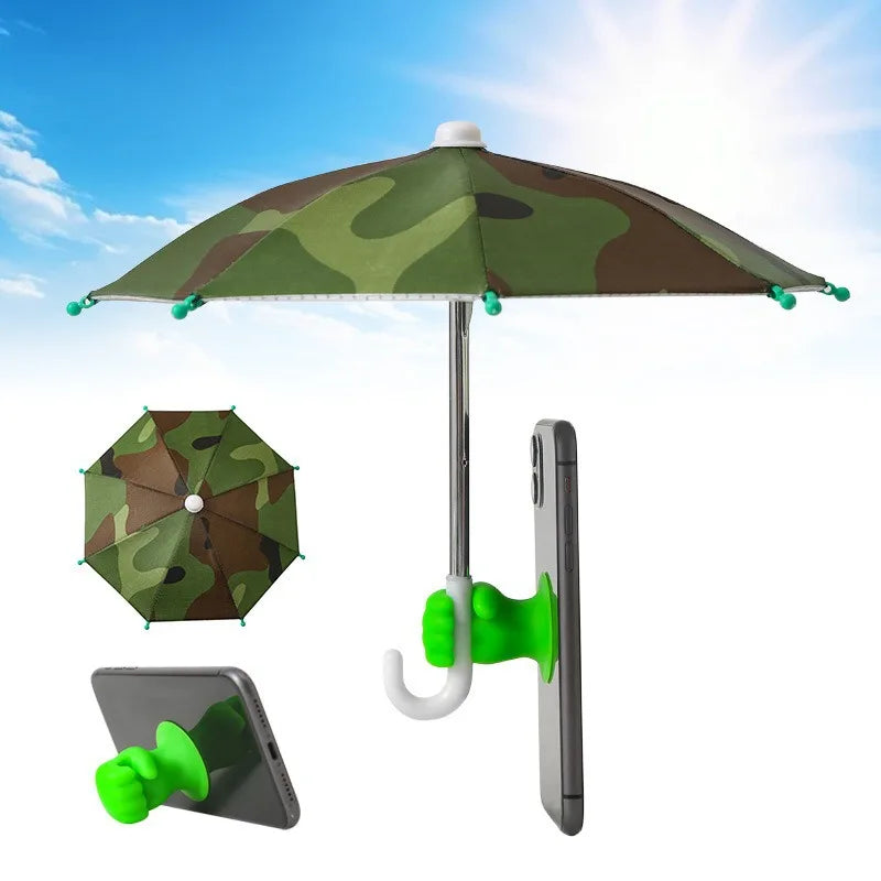 Mini Umbrella for Smart Phone with Suction Cup Holder, Outdoor Anti-Glare Sunshade Cover, Anti-Reflective Screen Protector 2025