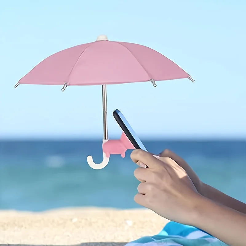 Mini Umbrella for Smart Phone with Suction Cup Holder, Outdoor Anti-Glare Sunshade Cover, Anti-Reflective Screen Protector 2025