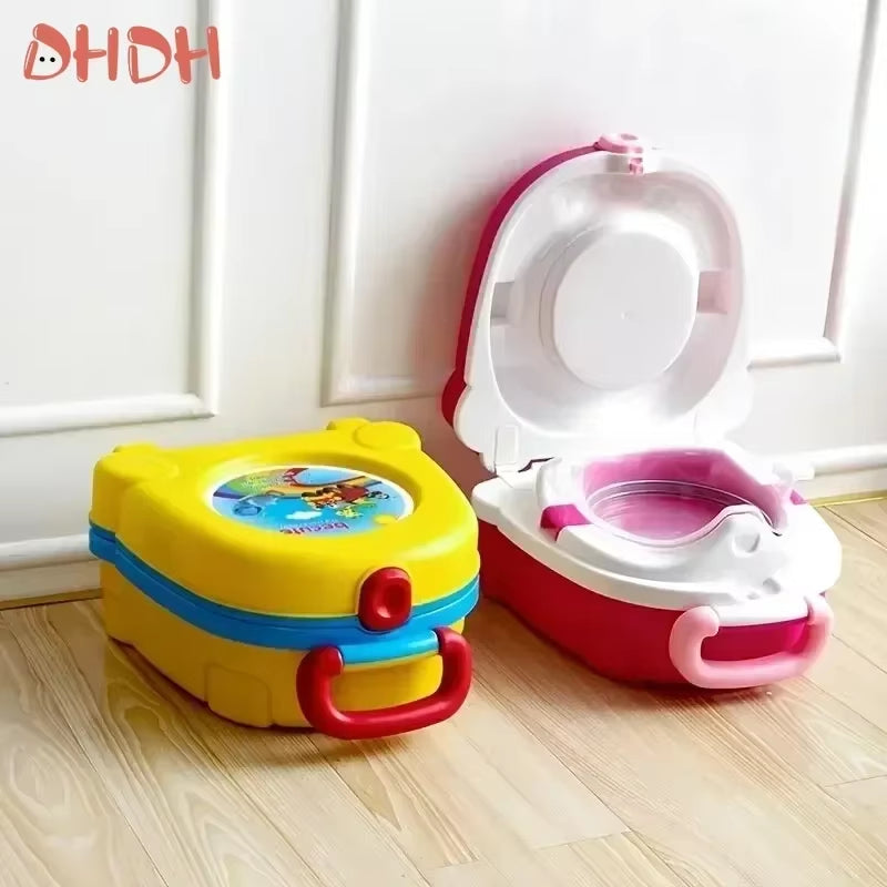 Foldable Travel Potty Seat for Kids Portable Potty Training Toilet Cartoon Pattern Covers for Camping Car Outdoor Use