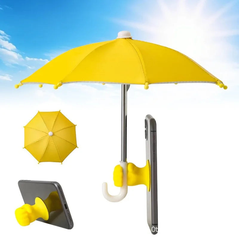 Mini Umbrella for Smart Phone with Suction Cup Holder, Outdoor Anti-Glare Sunshade Cover, Anti-Reflective Screen Protector 2025