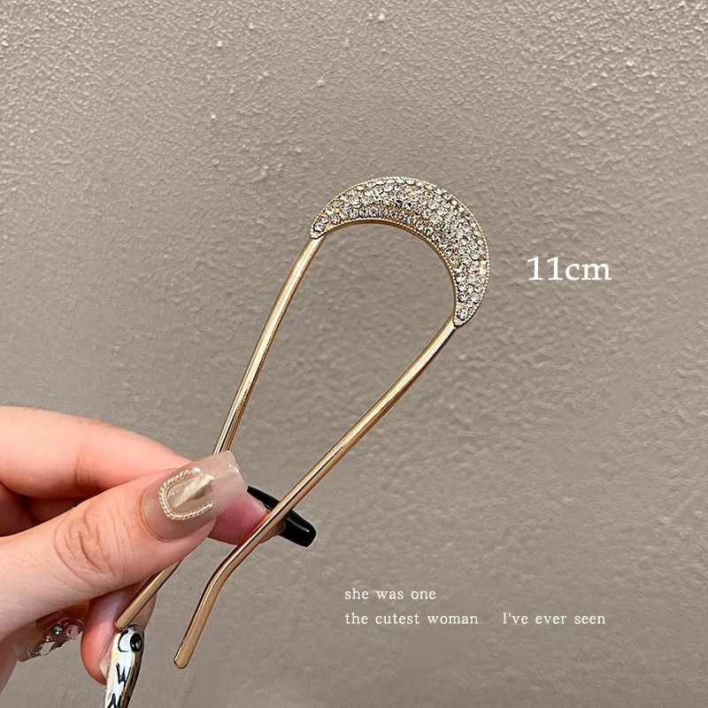 New Pearl Hairpins Korean U-Shaped Metal Shell Hair Clip Pins Women Girls Hair Sticks Bun Maker Hair Styling Accessories Gifts