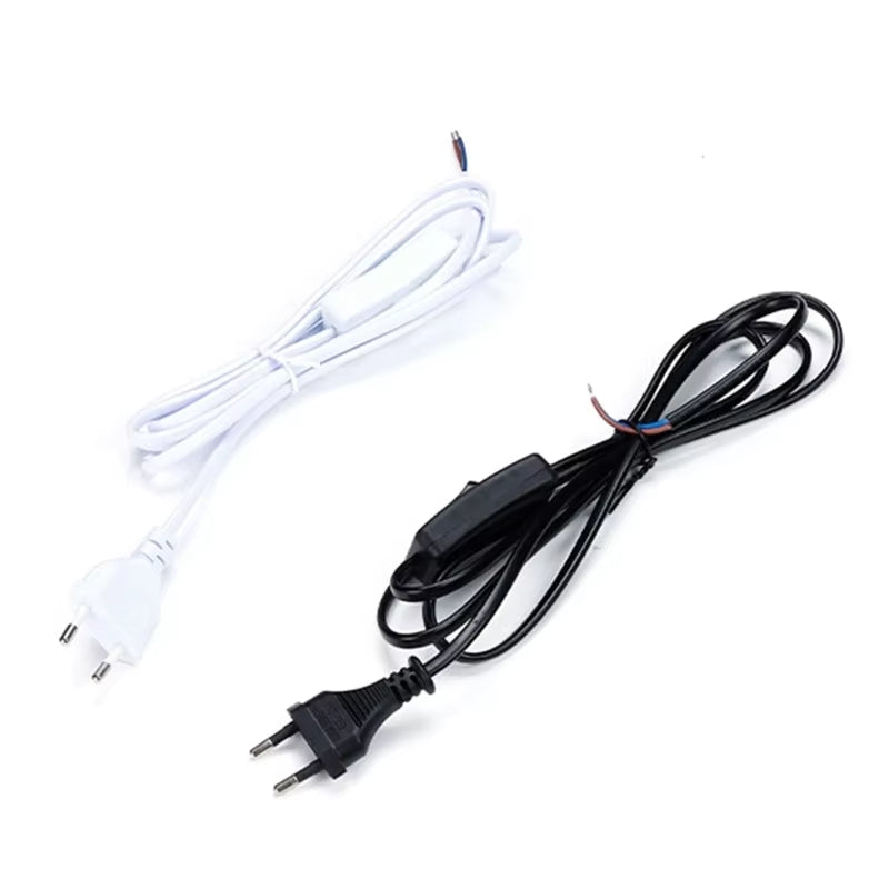 EU/US Plug LED Tube Power Extension Cable Desk Lamp Power Cord with On/Off Switch LED Light Fixture Cable Drop Shipping
