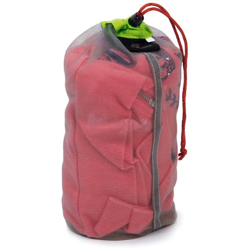 Camping Sports Mesh Storage Bag Ultralight Travel Stuff Sack Drawstring Storage Bag Traveling Organizer Portable Outdoor Tool