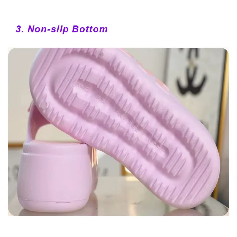 New 2025 White Pink Bow-Knot Slippers Woman High Platform EVA Slides Designer Sandals Beach Clogs Women Elevator Shoe
