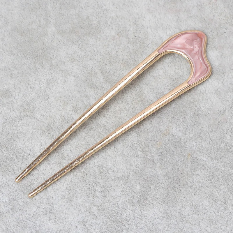 New Pearl Hairpins Korean U-Shaped Metal Shell Hair Clip Pins Women Girls Hair Sticks Bun Maker Hair Styling Accessories Gifts