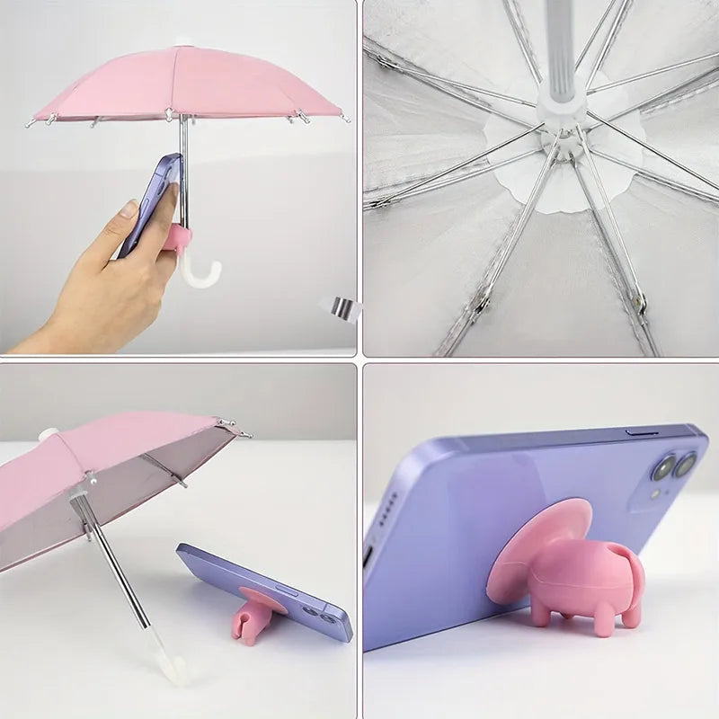 Mini Umbrella for Smart Phone with Suction Cup Holder, Outdoor Anti-Glare Sunshade Cover, Anti-Reflective Screen Protector 2025