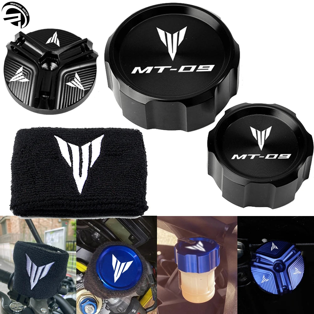 For Yamaha MT09 MT 09 MT-09 SP 2021-2024 2023Motorcycle Front Rear Brake Fluid Reservoir Cover Cap Sock Engine Oil Filler Cap