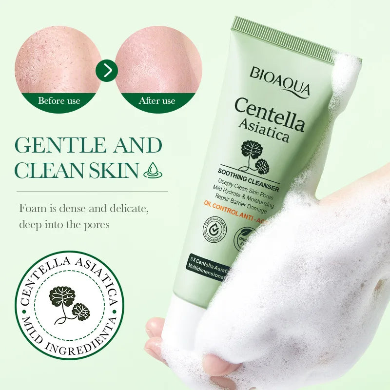 Centella Asiatica Facial Cleanser Moisturizing Oil Control Face Cleansing Face Wash Foam Facial Cleanser Skin Care