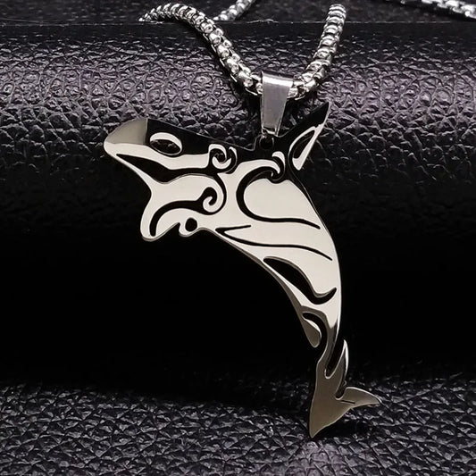 Shark Stainless Steel Charms Necklaces for Women Fish Whale Dolphin Silver Color Necklaces Pendants Jewelry Colar Gargantilha