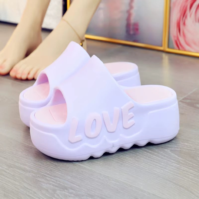 New 2025 White Pink Bow-Knot Slippers Woman High Platform EVA Slides Designer Sandals Beach Clogs Women Elevator Shoe