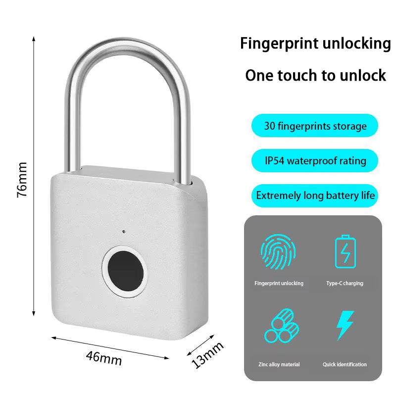 Xiaomi Smart Fingerprint Padlock Outdoor IP54 Waterproof Rust-Proof Padlock Smart Electronic Anti-Theft Password Lock Cabinet