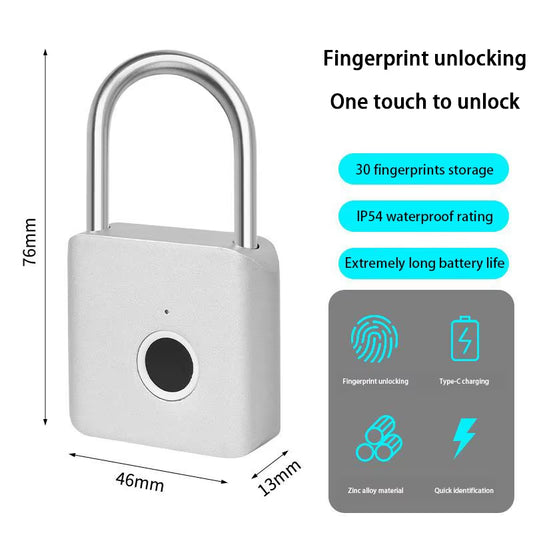 Xiaomi Smart Fingerprint Padlock Outdoor IP54 Waterproof Rust-Proof Padlock Smart Electronic Anti-Theft Password Lock Cabinet