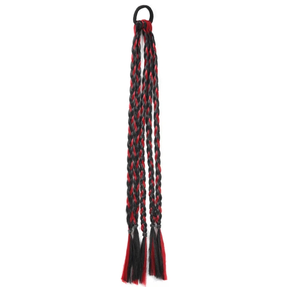 1 Pcs Synthetic Colorful Hip Hop Braided Ponytail Extension - Braided Hair for Women, Perfect for Halloween & Christmas Parties