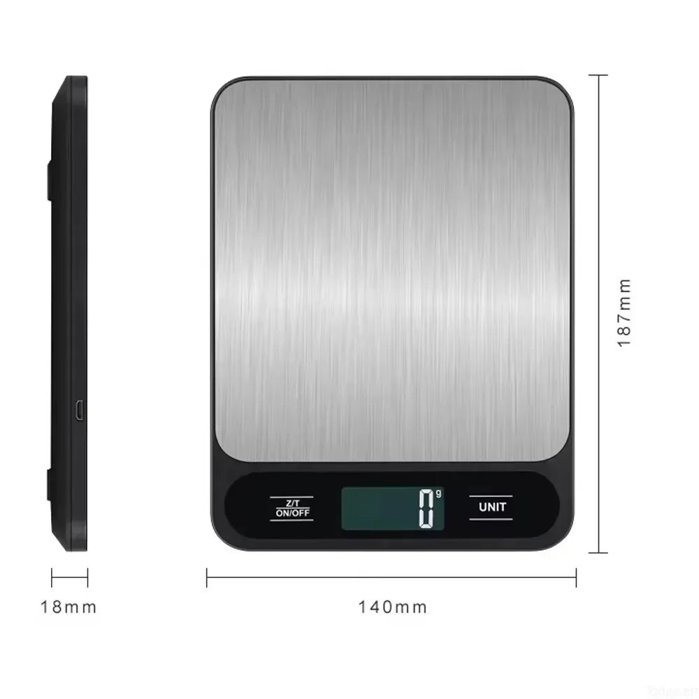 Digital Kitchen Scale 10Kg/1G Weight Scale Usb Food Coffee Scales Smart Electronic Waterproof Digital Scale for Baking and Cook