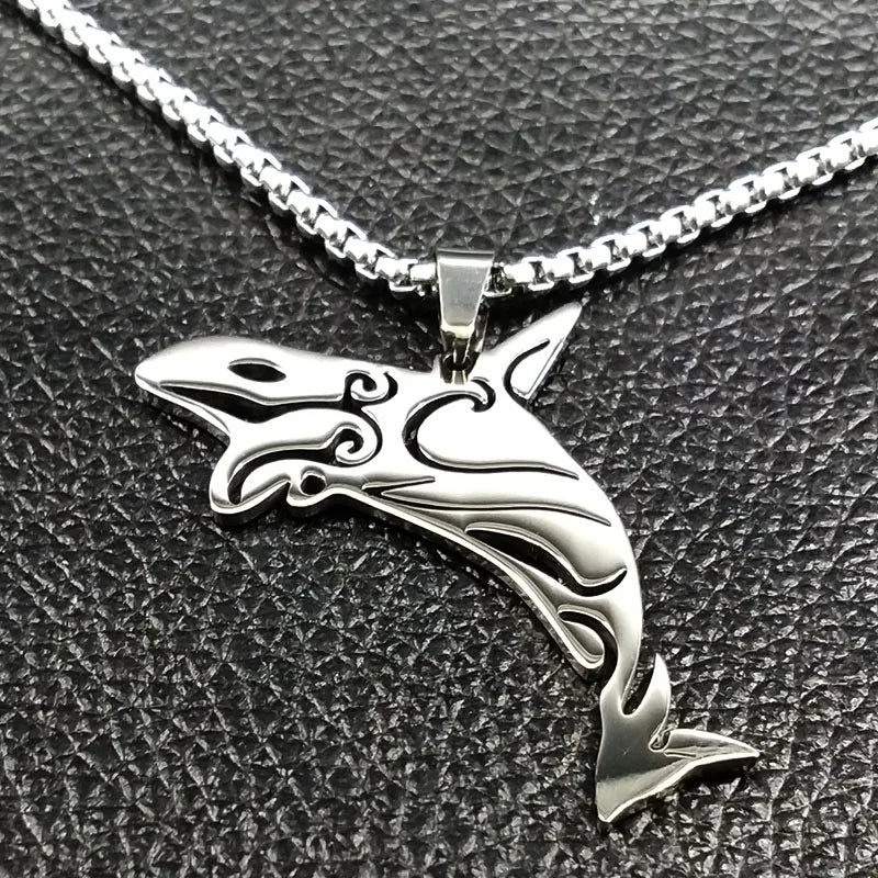 Shark Stainless Steel Charms Necklaces for Women Fish Whale Dolphin Silver Color Necklaces Pendants Jewelry Colar Gargantilha