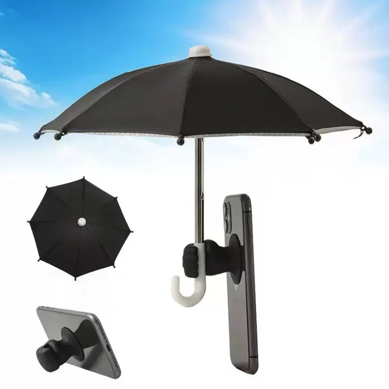 Mini Umbrella for Smart Phone with Suction Cup Holder, Outdoor Anti-Glare Sunshade Cover, Anti-Reflective Screen Protector 2025