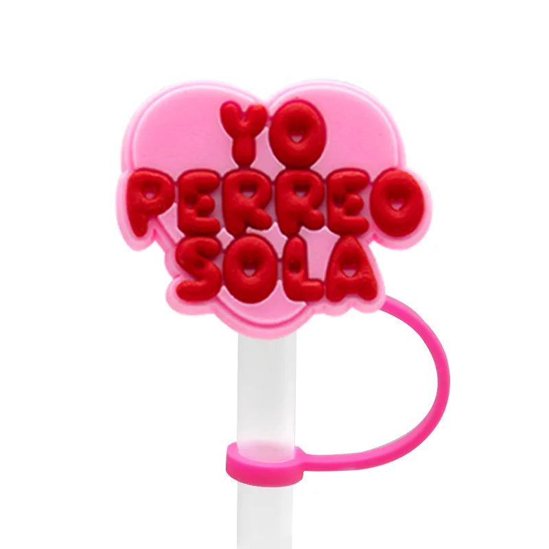 1PCS Silicone Straw Covercap Word Accessories for Tumbler Cup,8Mm Splashproof Straw Topper,Dustproof Straw Cap Drinking Tip