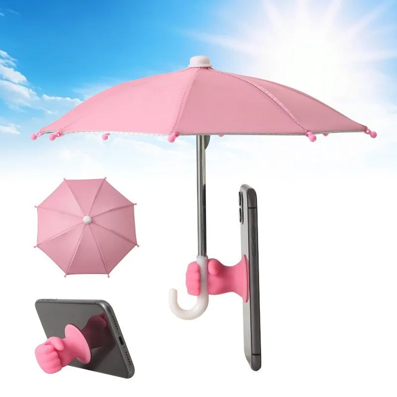 Mini Umbrella for Smart Phone with Suction Cup Holder, Outdoor Anti-Glare Sunshade Cover, Anti-Reflective Screen Protector 2025