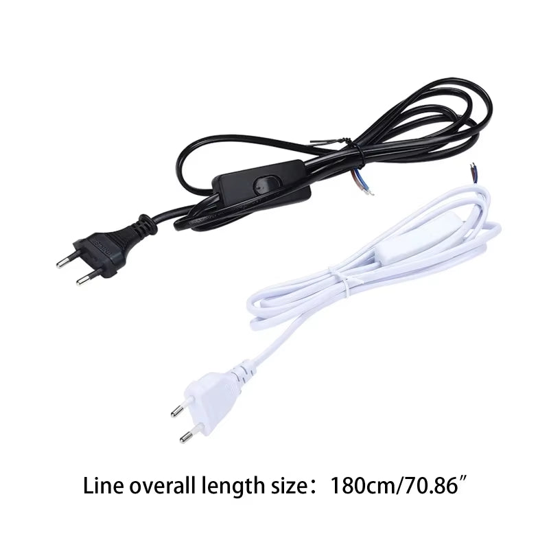 EU/US Plug LED Tube Power Extension Cable Desk Lamp Power Cord with On/Off Switch LED Light Fixture Cable Drop Shipping
