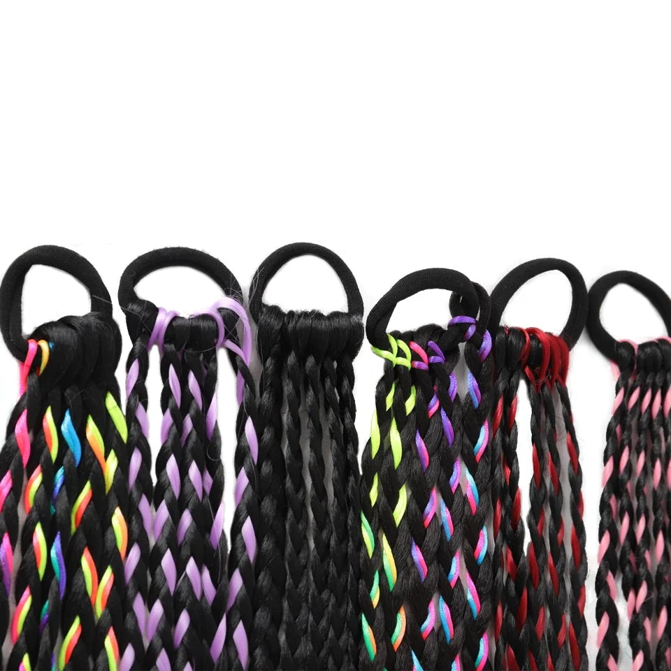 1 Pcs Synthetic Colorful Hip Hop Braided Ponytail Extension - Braided Hair for Women, Perfect for Halloween & Christmas Parties