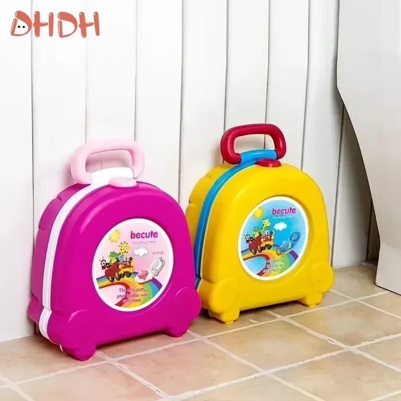 Foldable Travel Potty Seat for Kids Portable Potty Training Toilet Cartoon Pattern Covers for Camping Car Outdoor Use