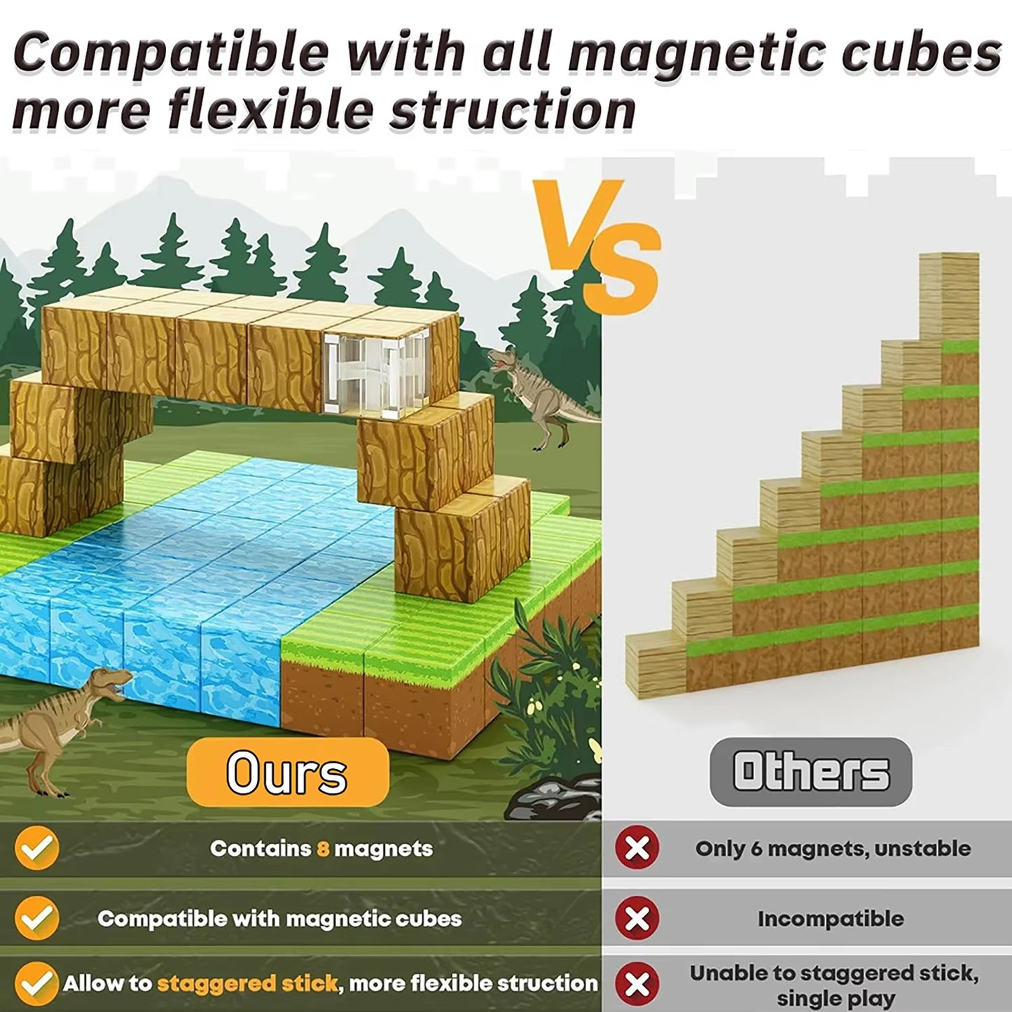 100PCS Magnetic Blocks Build Magnet Set for Boys Girls Magnetic Construction Set STEM Sensory Toys for Toddlers Gifts