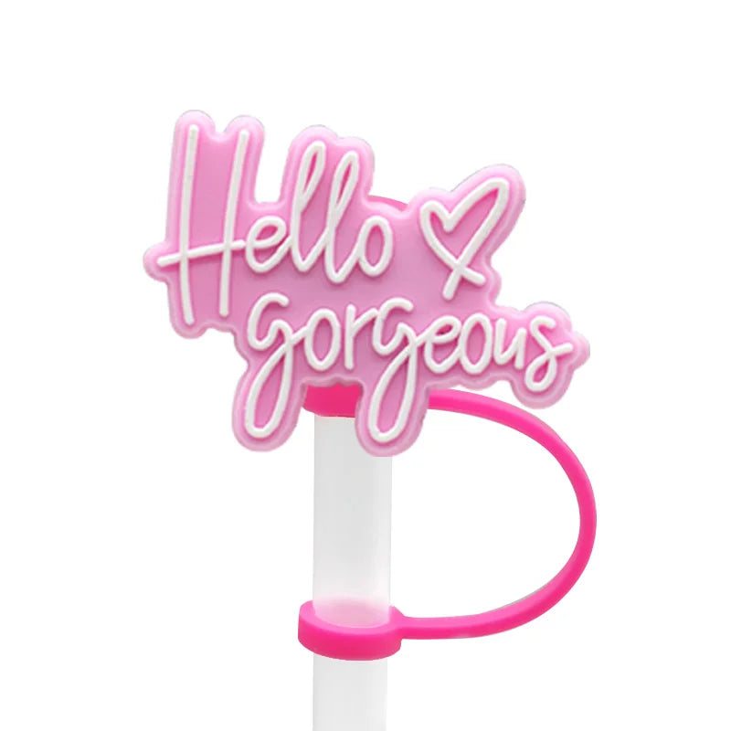1PCS Silicone Straw Covercap Word Accessories for Tumbler Cup,8Mm Splashproof Straw Topper,Dustproof Straw Cap Drinking Tip